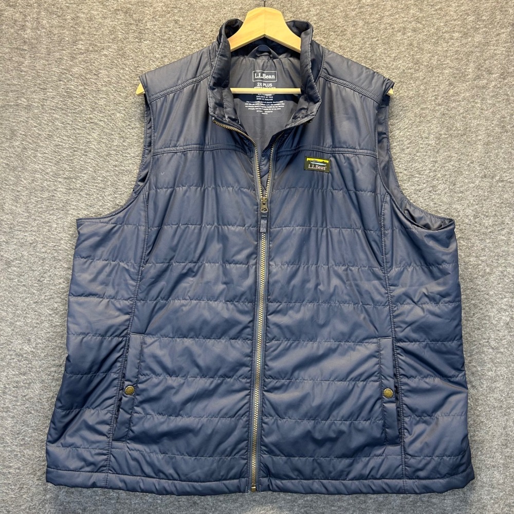 LL Bean Womens 2X Plus PrimaLoft Packaway Vest Navy Blue Quilted Puffer 513526